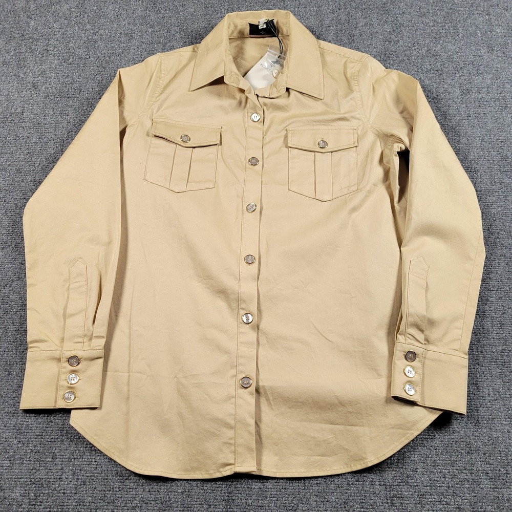 Tuckernuck Shirt Womens Small Khaki Utility Button Front Long‎ Sleeve Top